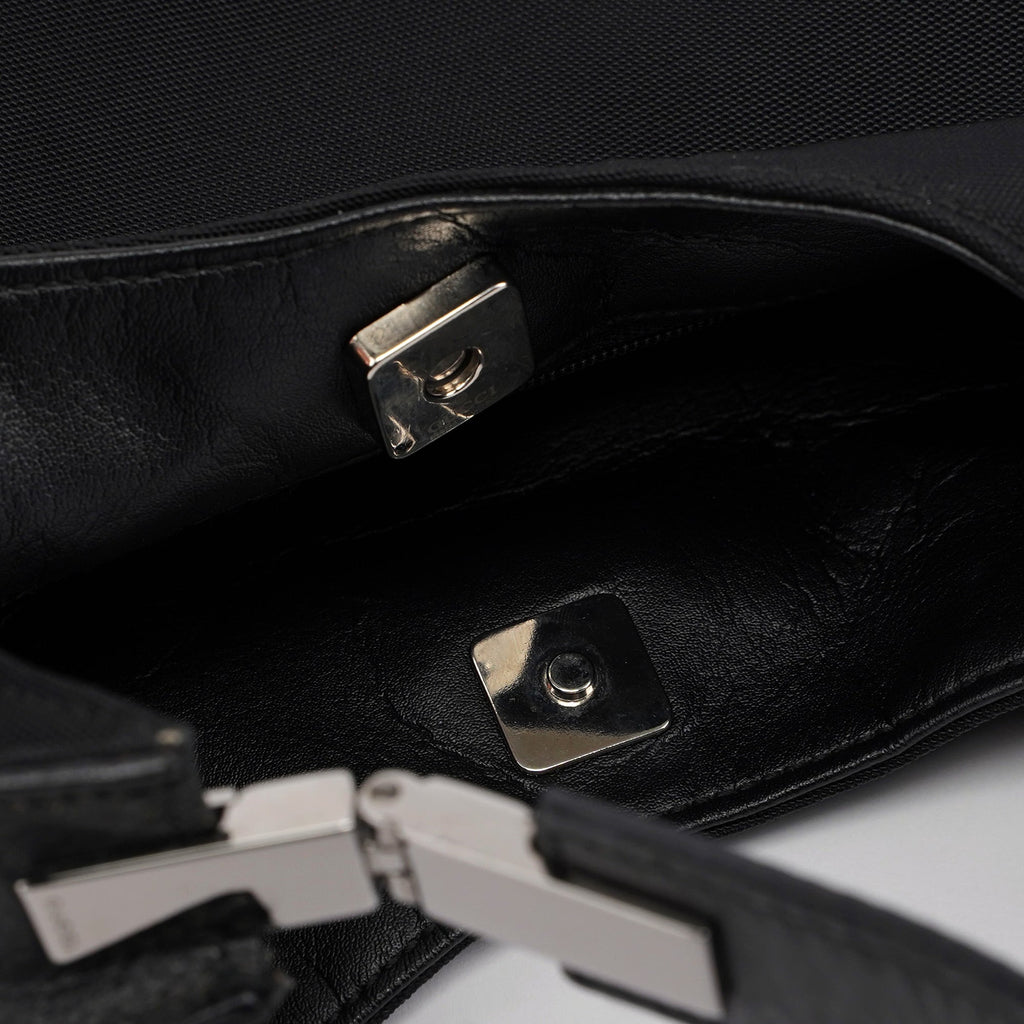 Black Canvas Hobo Shoulder Bag