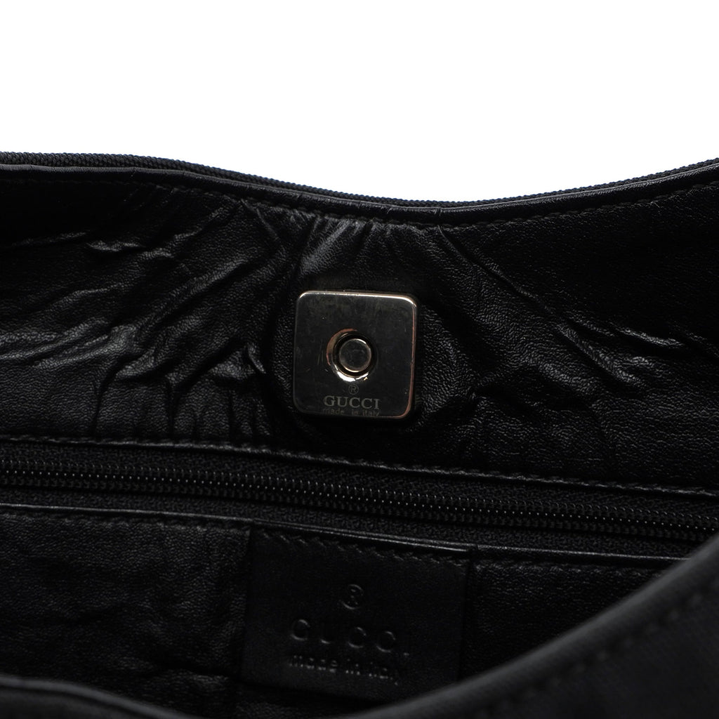 Black Canvas Hobo Shoulder Bag