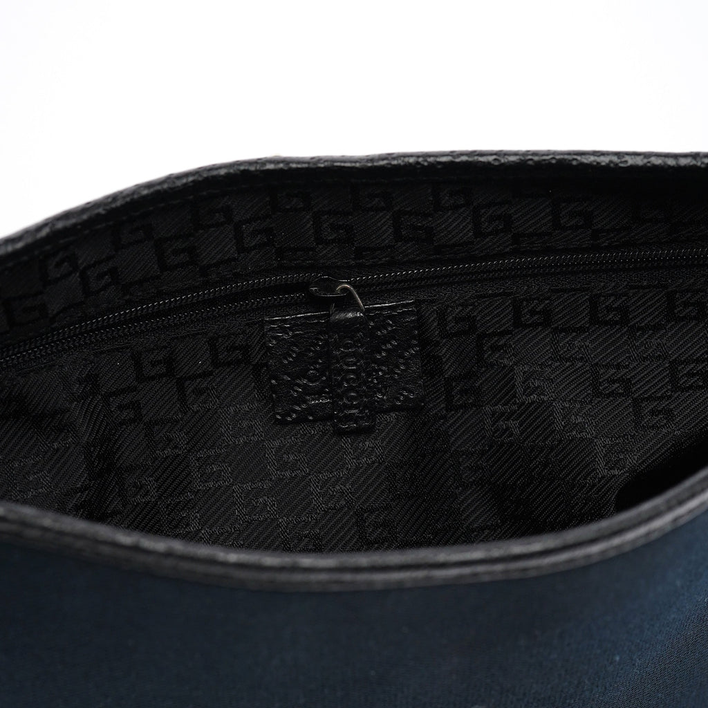 Black Canvas Jackie Bamboo Shoulder Bag