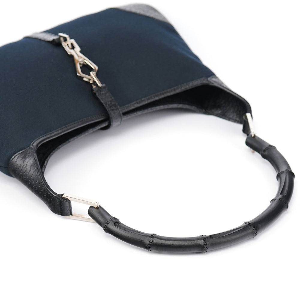 Black Canvas Jackie Bamboo Shoulder Bag