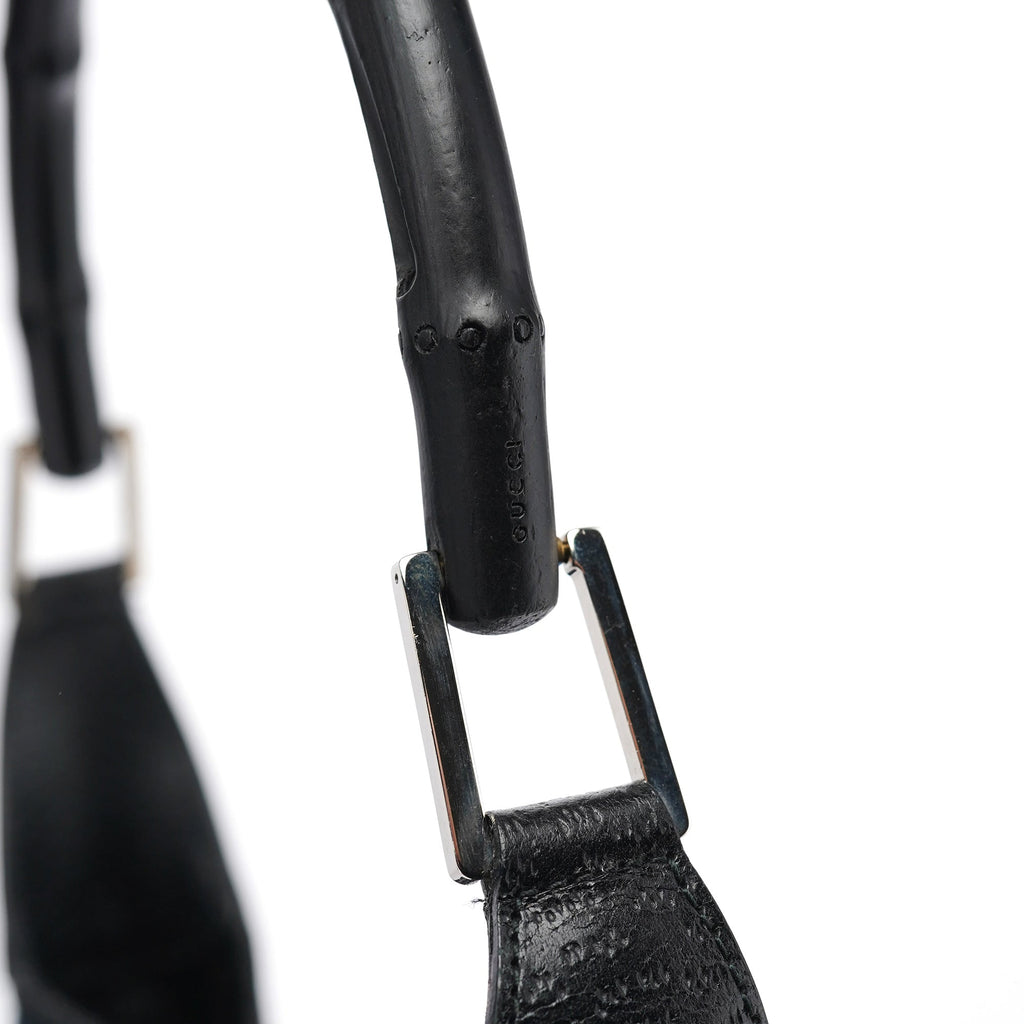 Black Canvas Jackie Bamboo Shoulder Bag