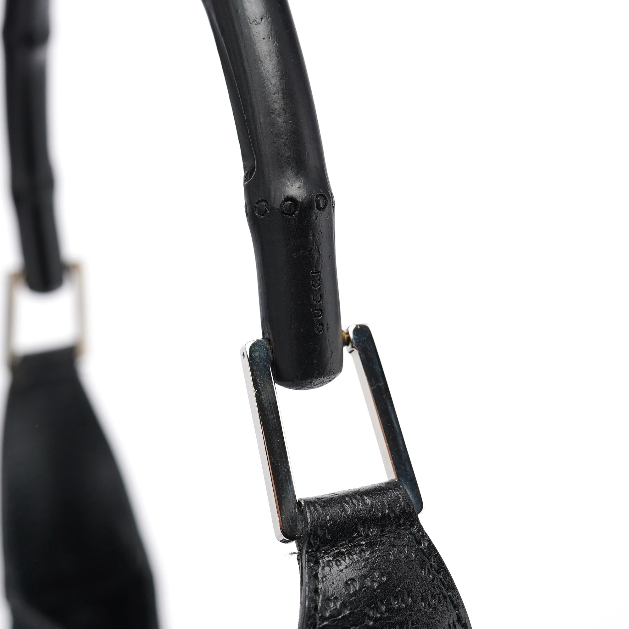 Black Canvas Jackie Bamboo Shoulder Bag