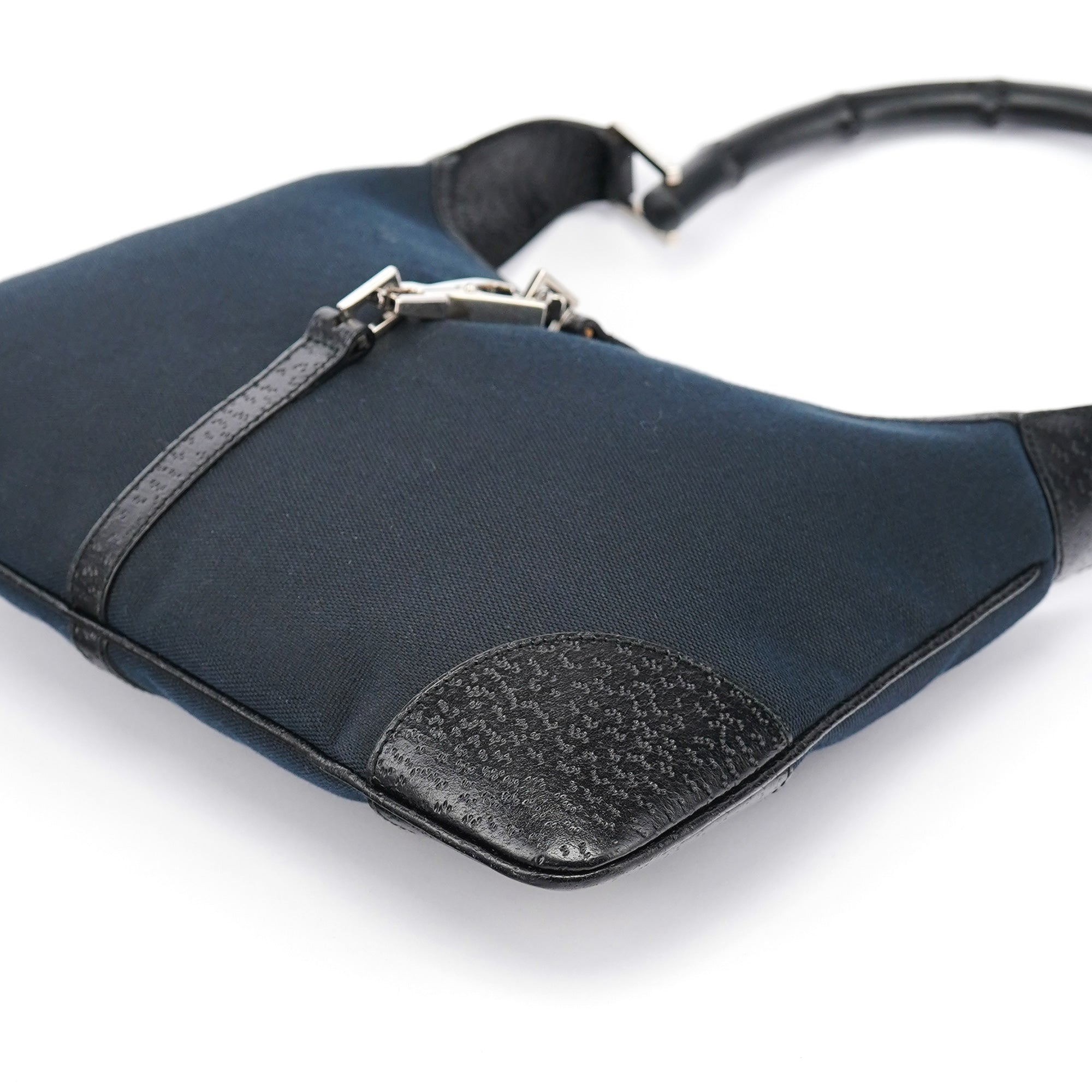 Black Canvas Jackie Bamboo Shoulder Bag