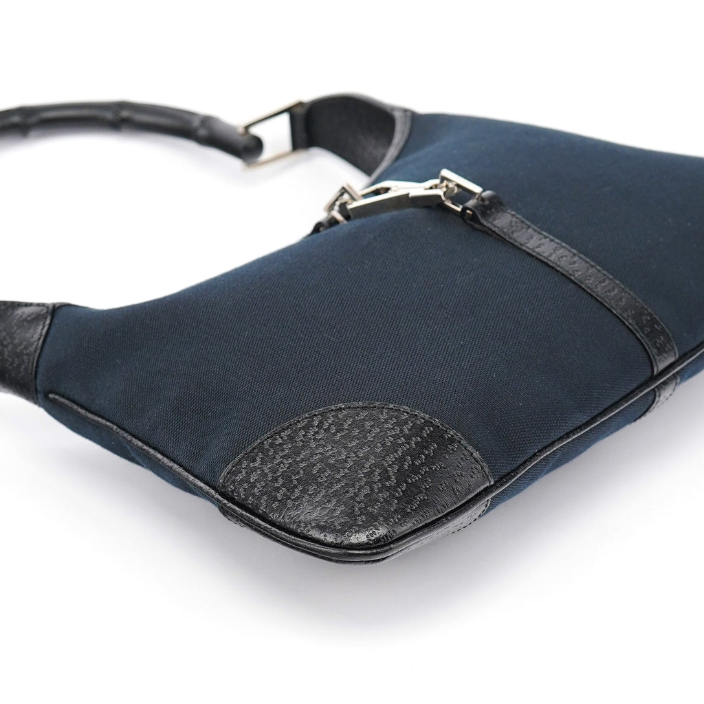 Black Canvas Jackie Bamboo Shoulder Bag