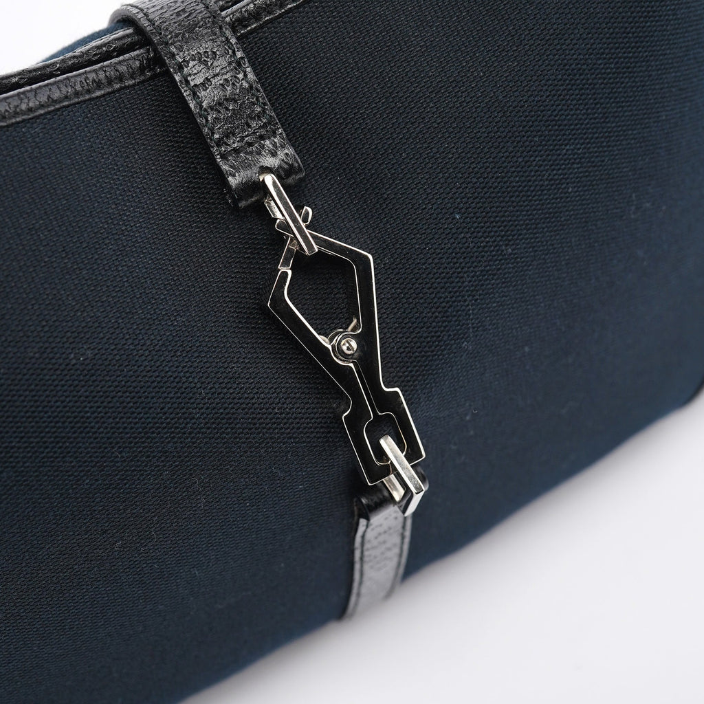 Black Canvas Jackie Bamboo Shoulder Bag