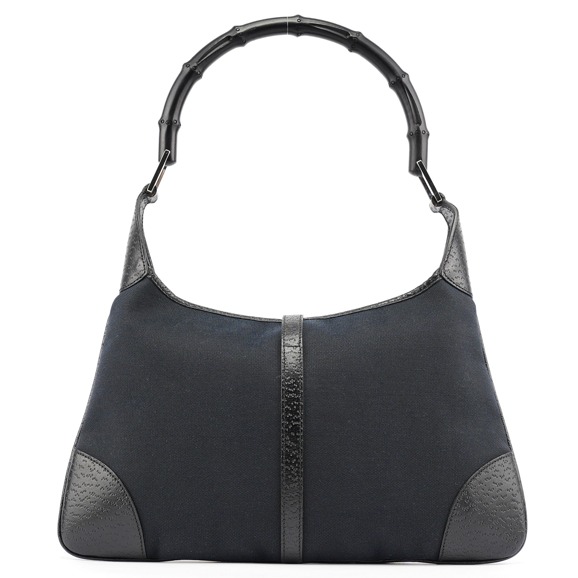 Black Canvas Jackie Bamboo Shoulder Bag