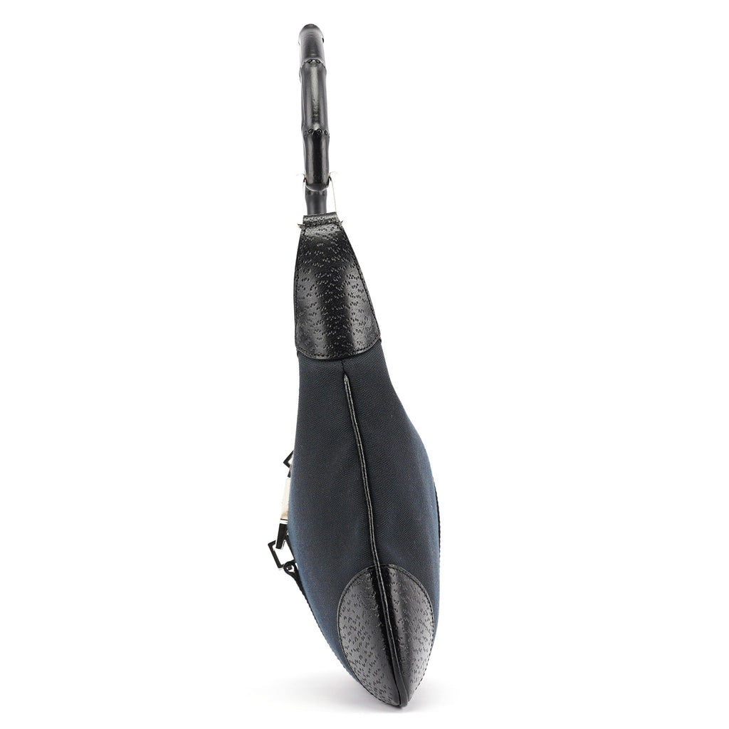 Black Canvas Jackie Bamboo Shoulder Bag