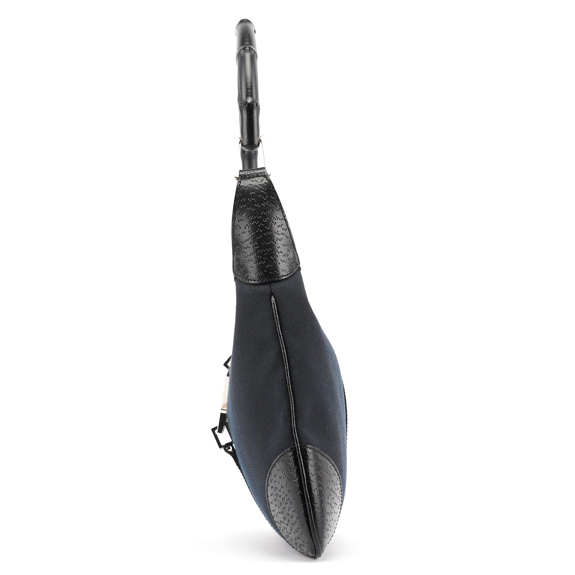 Black Canvas Jackie Bamboo Shoulder Bag