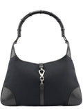 Black Canvas Jackie Bamboo Shoulder Bag