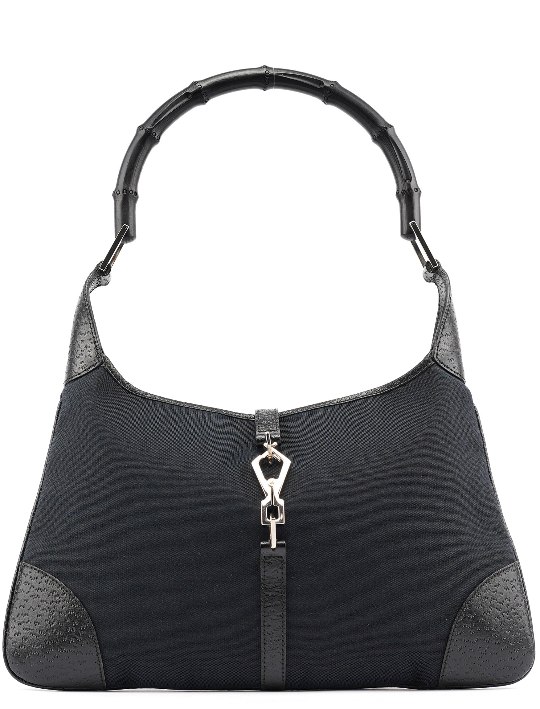 Black Canvas Jackie Bamboo Shoulder Bag