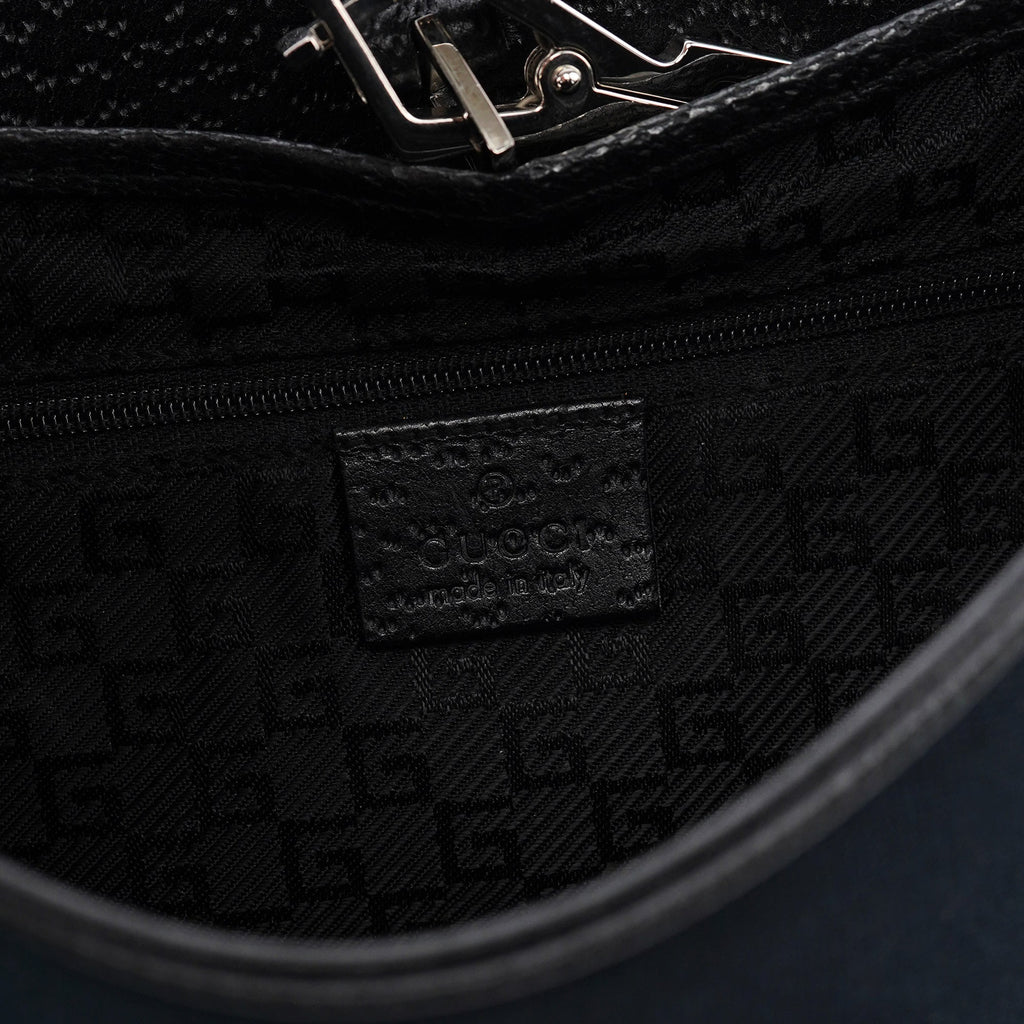 Black Canvas Jackie Bamboo Shoulder Bag