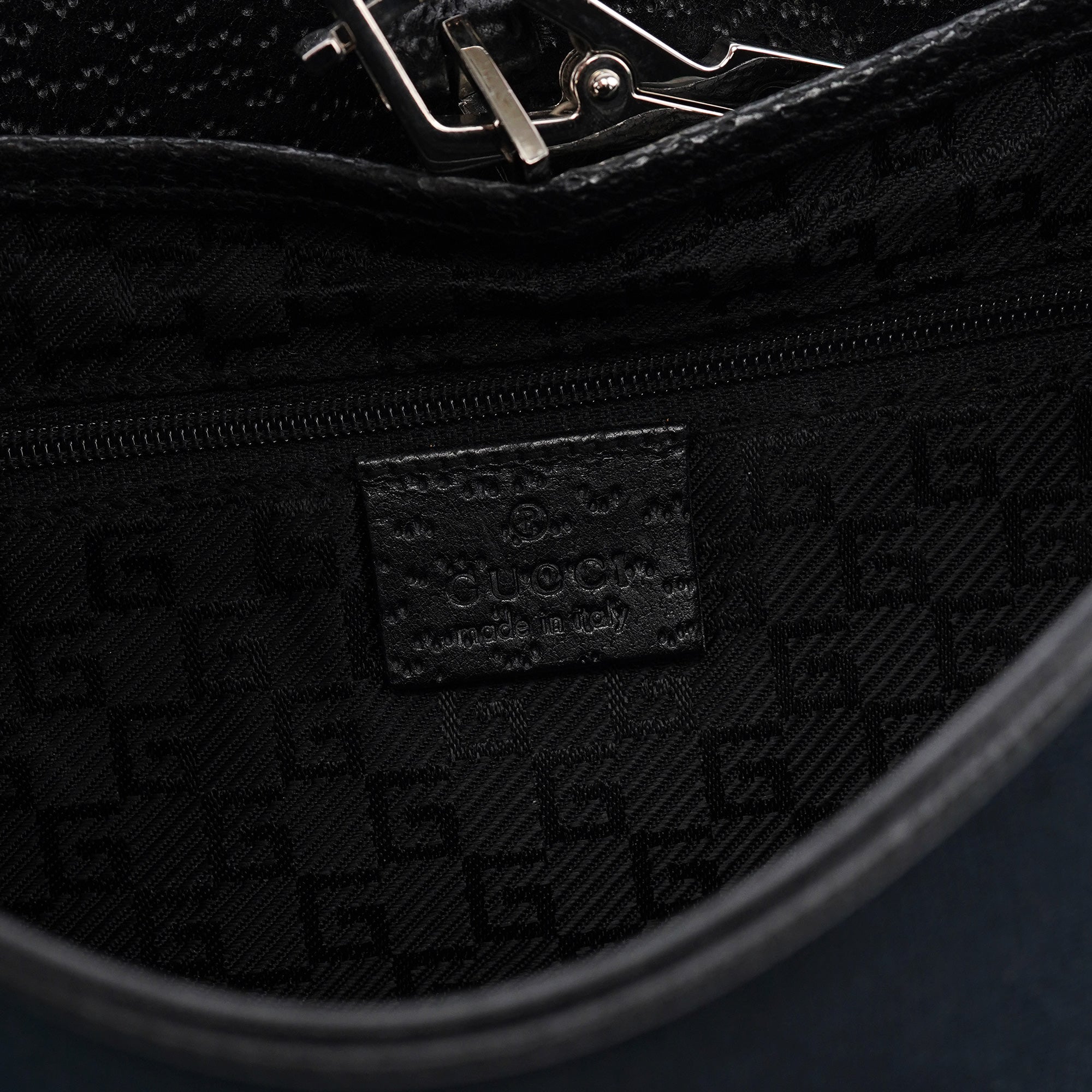 Black Canvas Jackie Bamboo Shoulder Bag