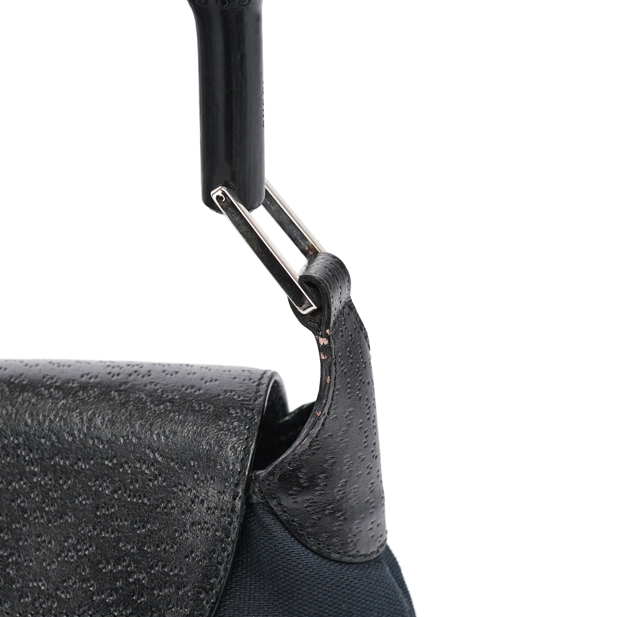 Black Canvas Jackie Bamboo Shoulder Bag