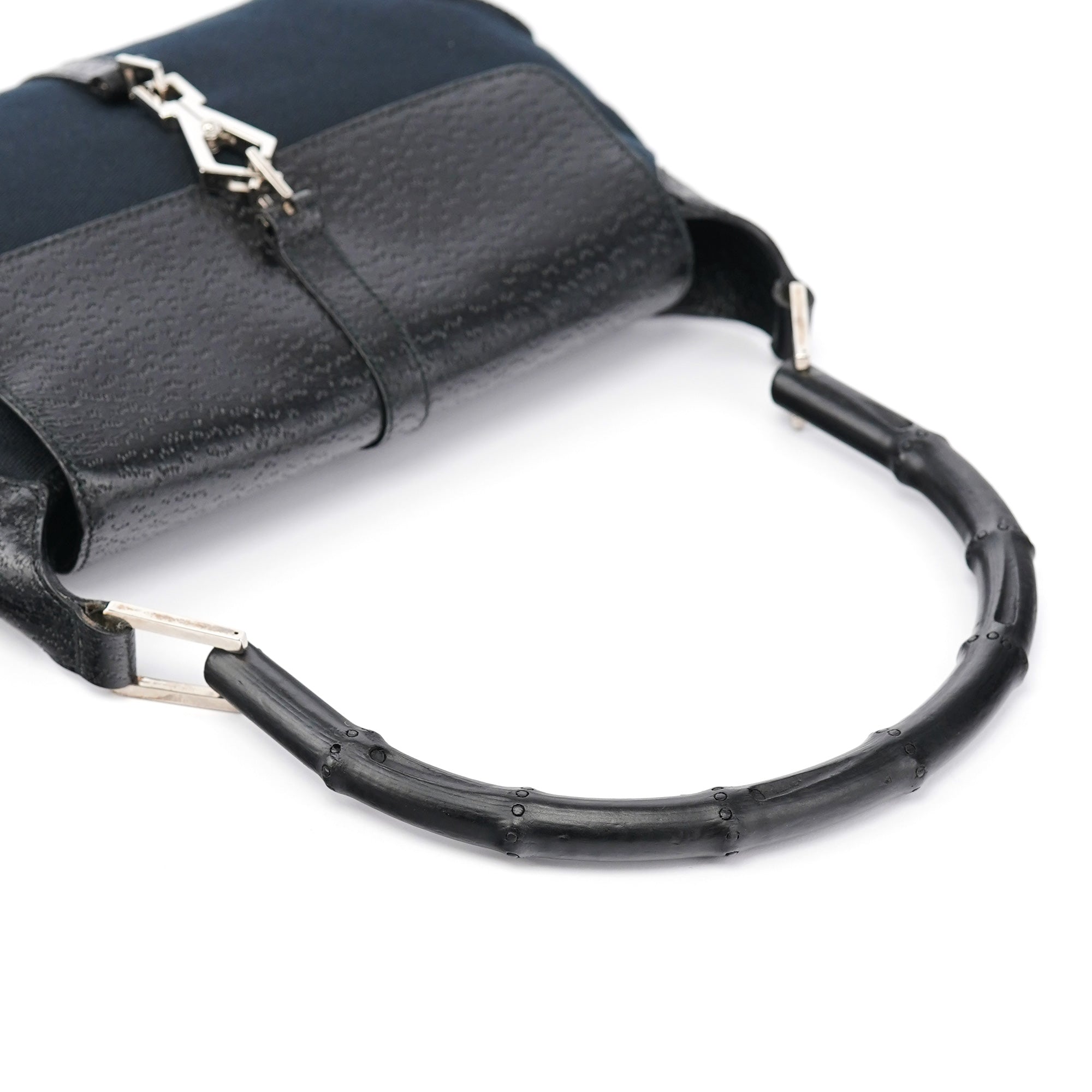 Black Canvas Jackie Bamboo Shoulder Bag
