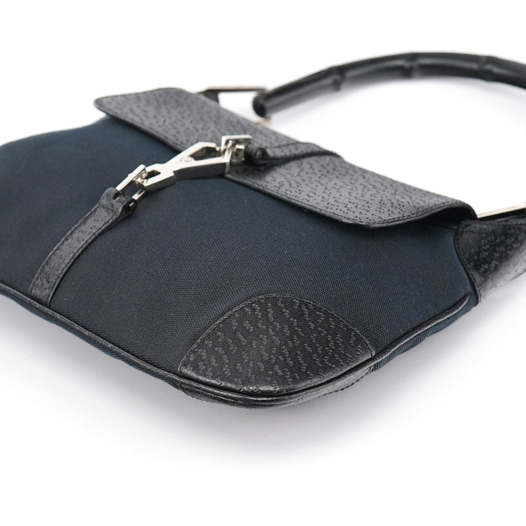 Black Canvas Jackie Bamboo Shoulder Bag