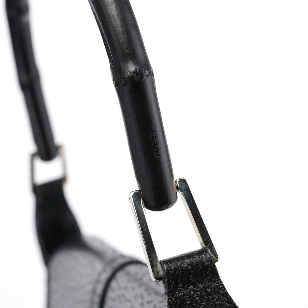 Black Canvas Jackie Bamboo Shoulder Bag