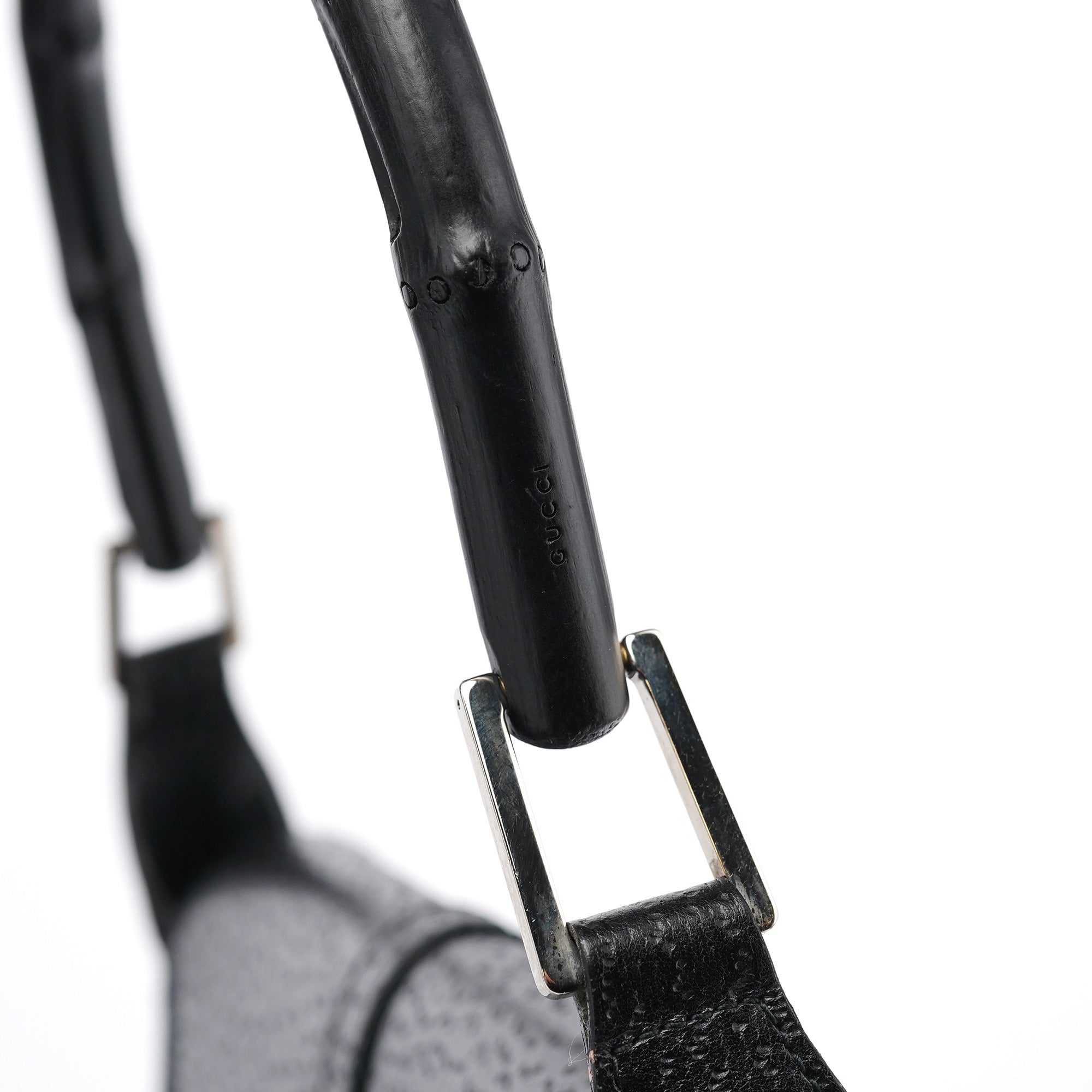 Black Canvas Jackie Bamboo Shoulder Bag
