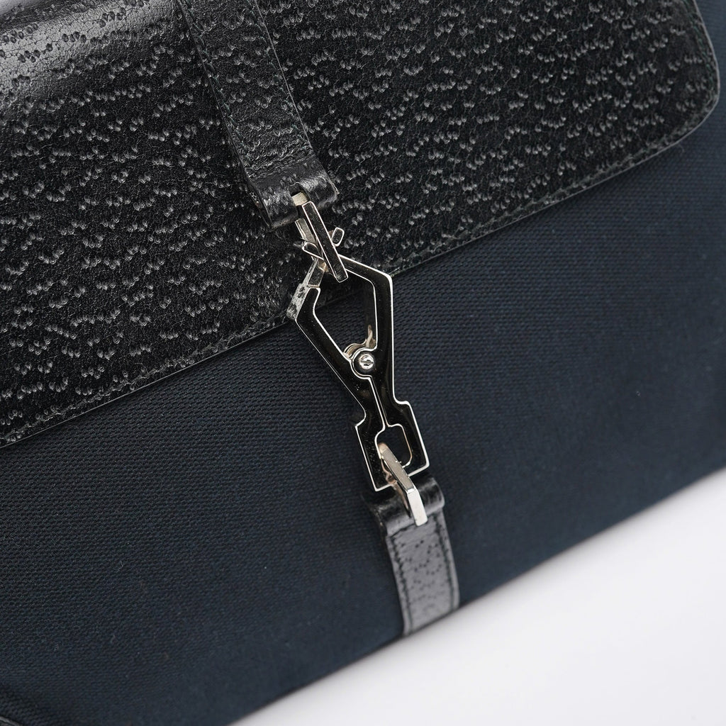 Black Canvas Jackie Bamboo Shoulder Bag