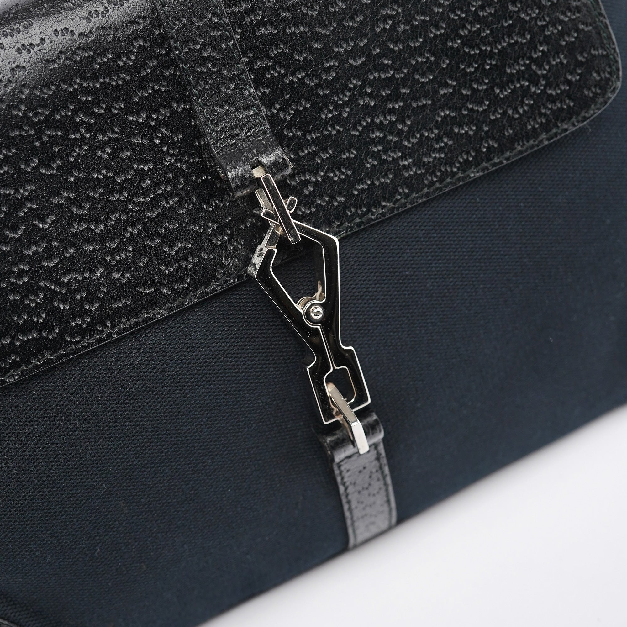 Black Canvas Jackie Bamboo Shoulder Bag