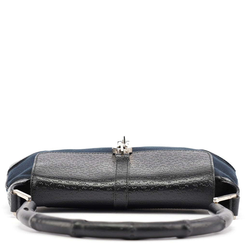 Black Canvas Jackie Bamboo Shoulder Bag