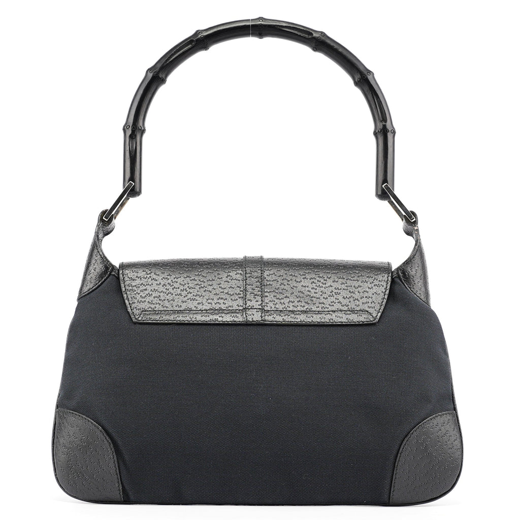 Black Canvas Jackie Bamboo Shoulder Bag