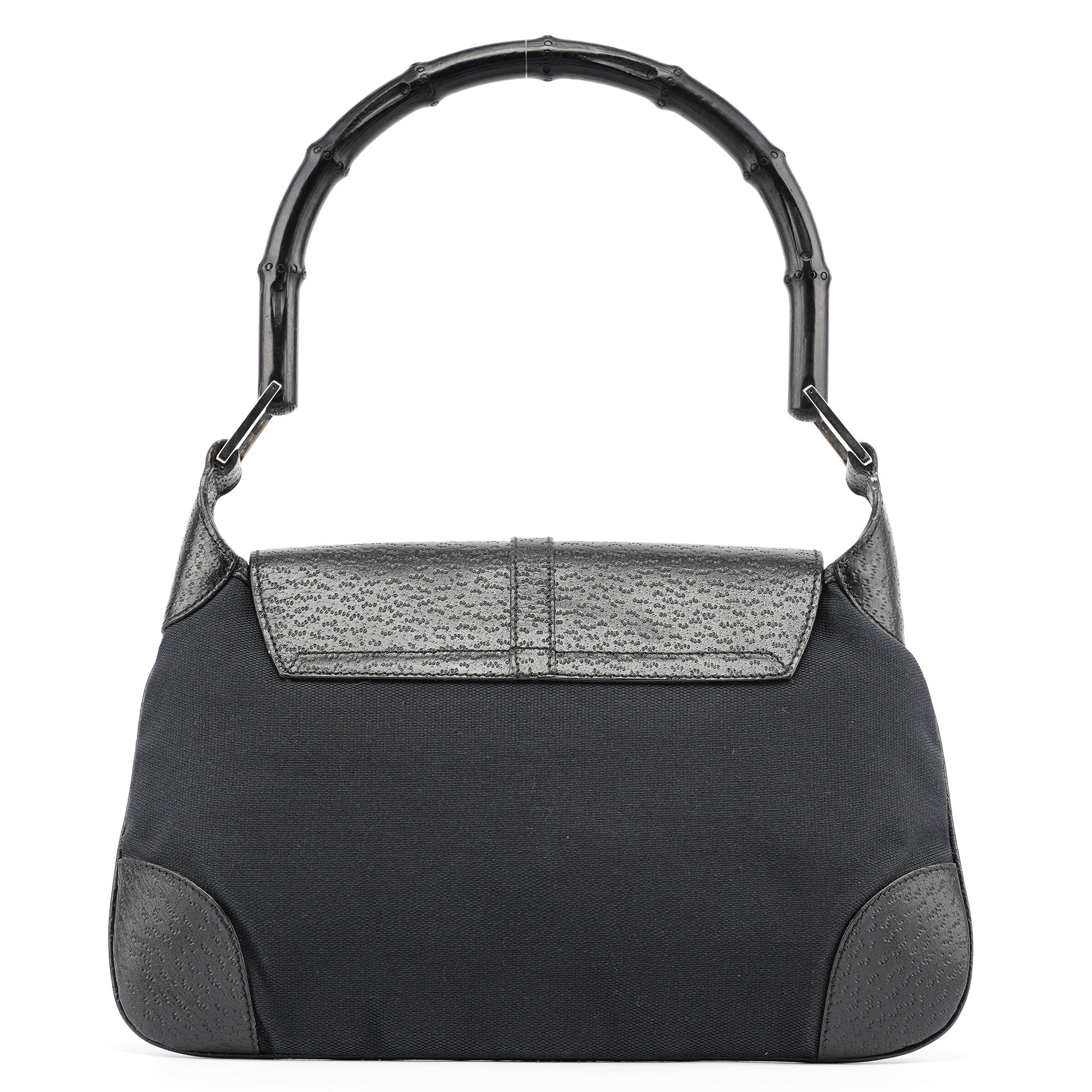 Black Canvas Jackie Bamboo Shoulder Bag