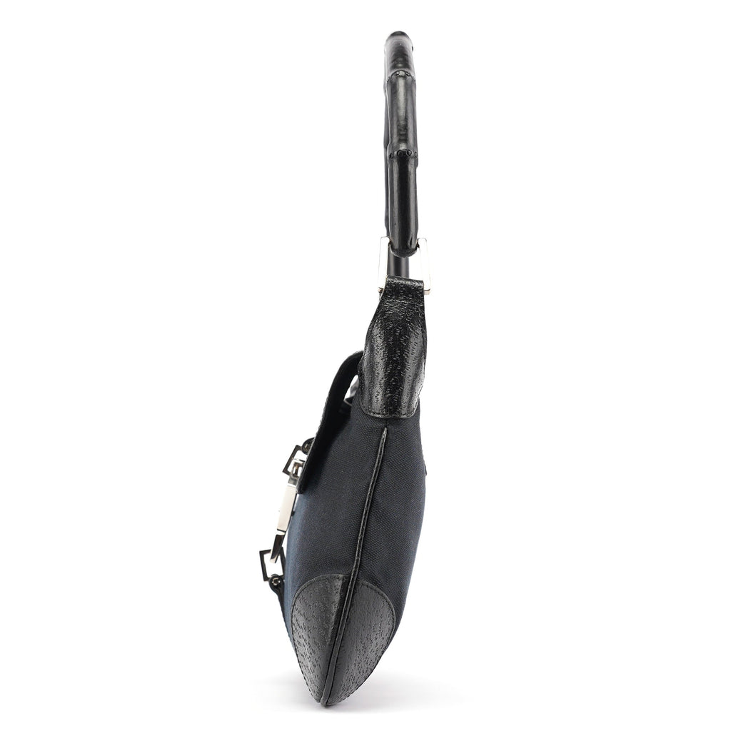 Black Canvas Jackie Bamboo Shoulder Bag