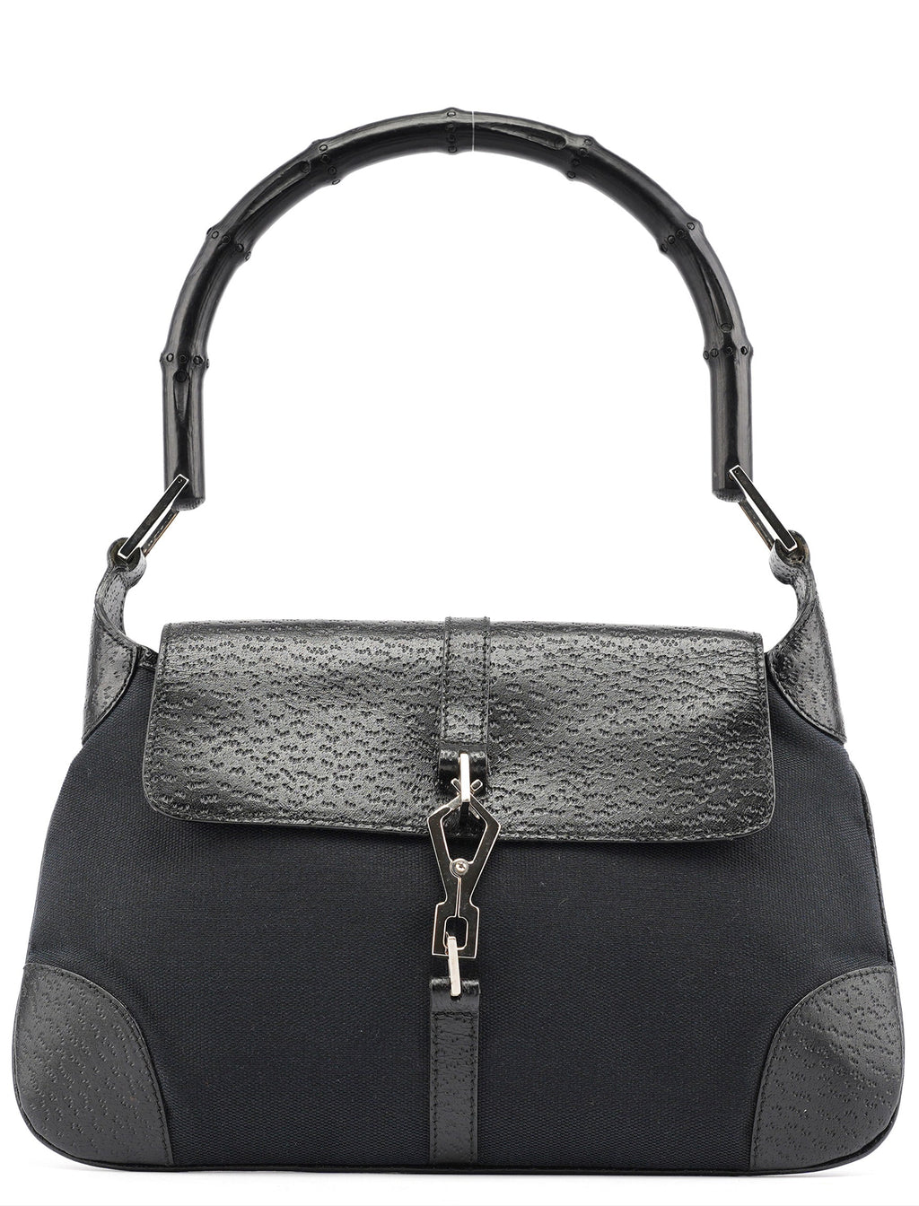 Black Canvas Jackie Bamboo Shoulder Bag