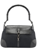 Black Canvas Jackie Bamboo Shoulder Bag