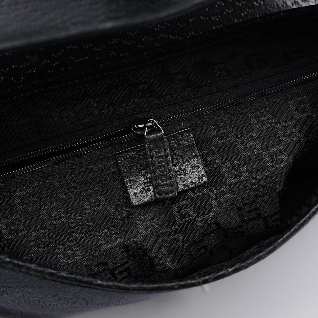 Black Canvas Jackie Bamboo Shoulder Bag