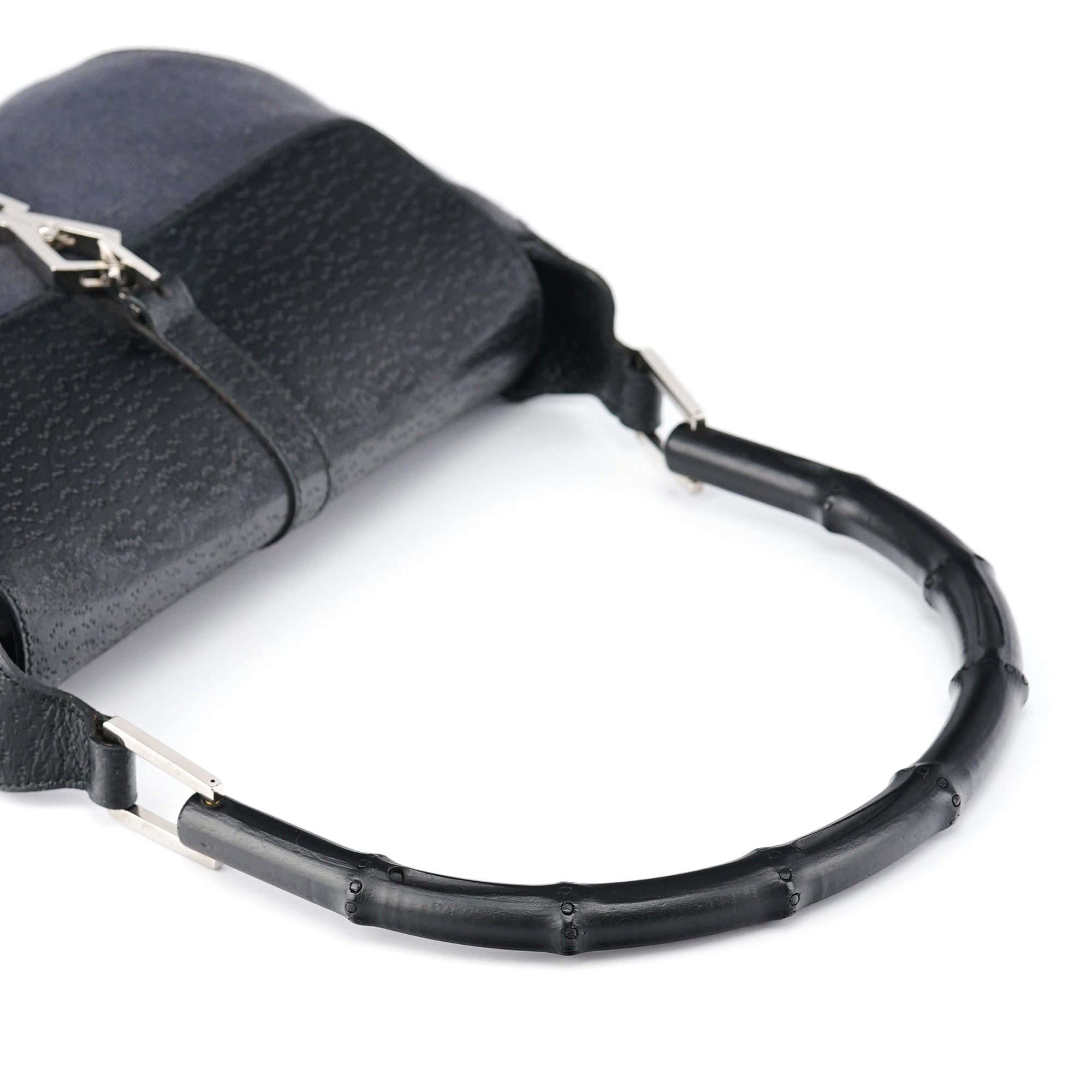 Black Canvas Jackie Bamboo Shoulder Bag