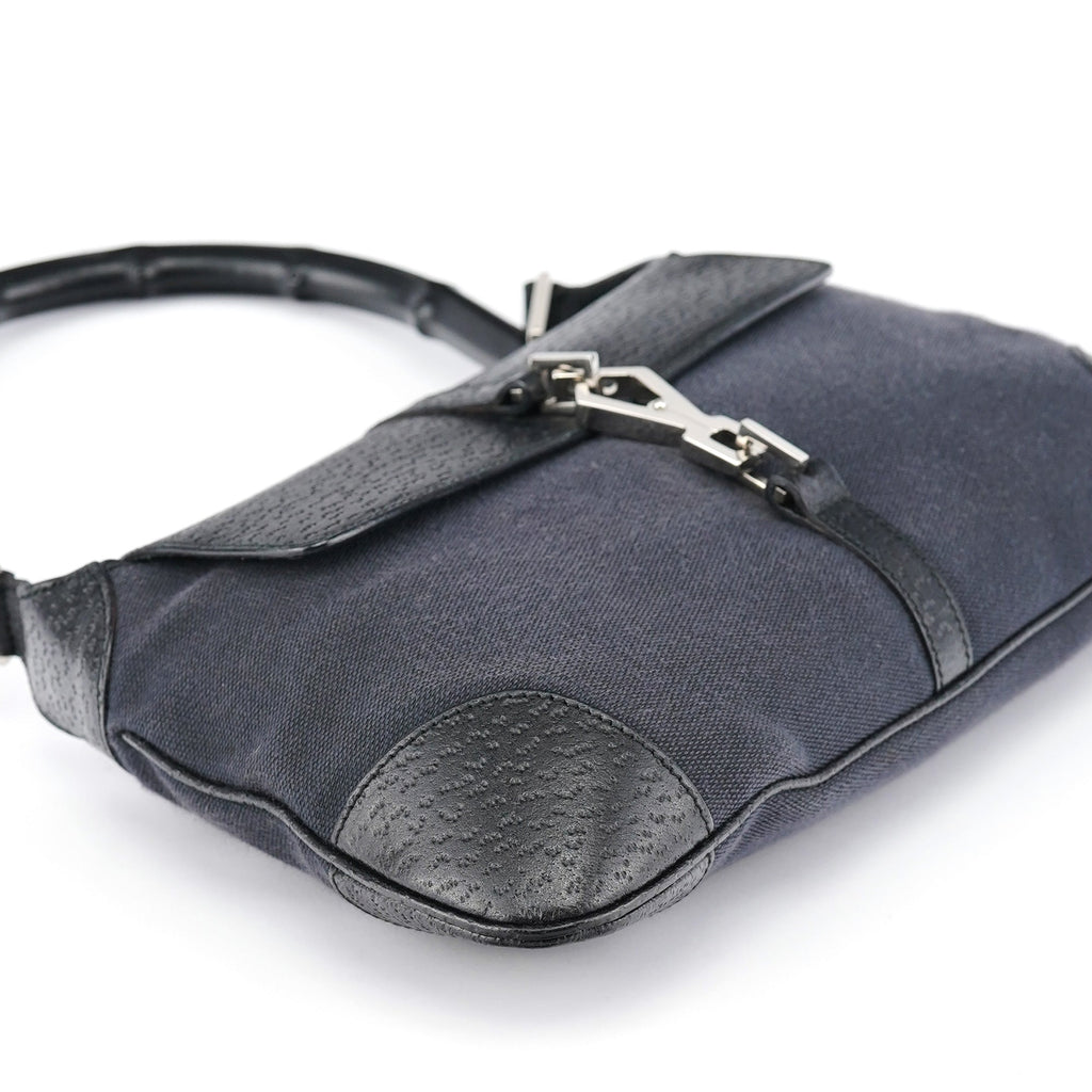 Black Canvas Jackie Bamboo Shoulder Bag