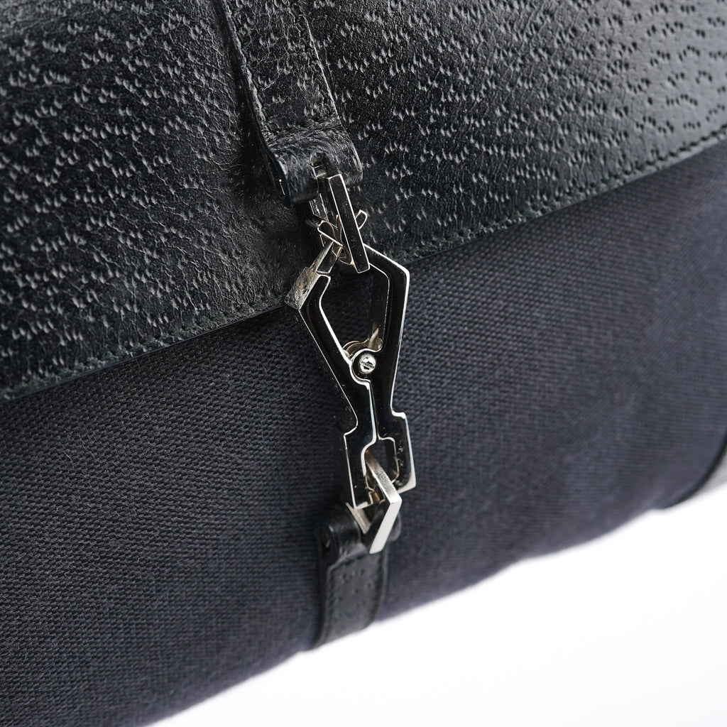 Black Canvas Jackie Bamboo Shoulder Bag