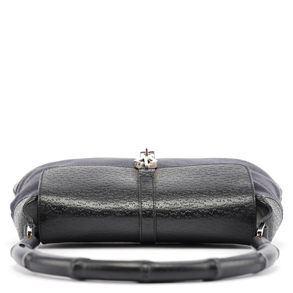 Black Canvas Jackie Bamboo Shoulder Bag