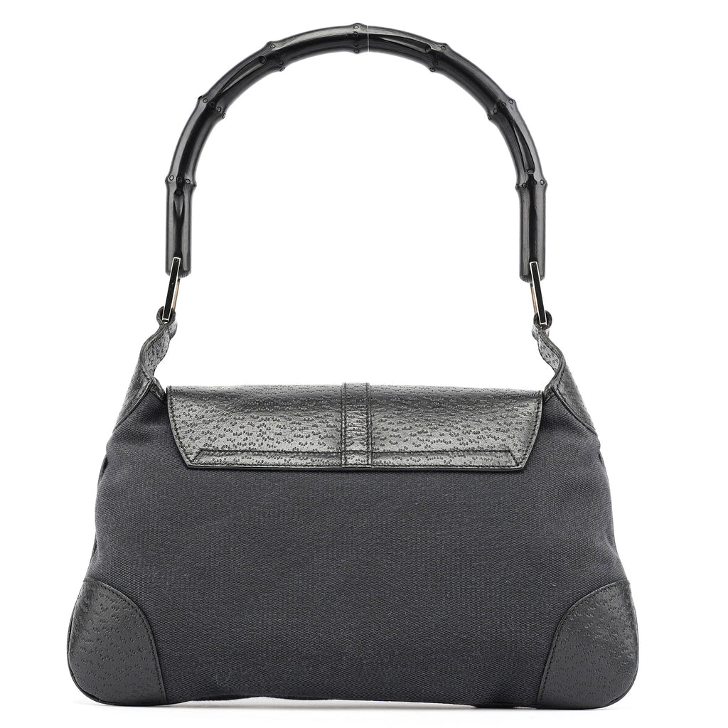Black Canvas Jackie Bamboo Shoulder Bag