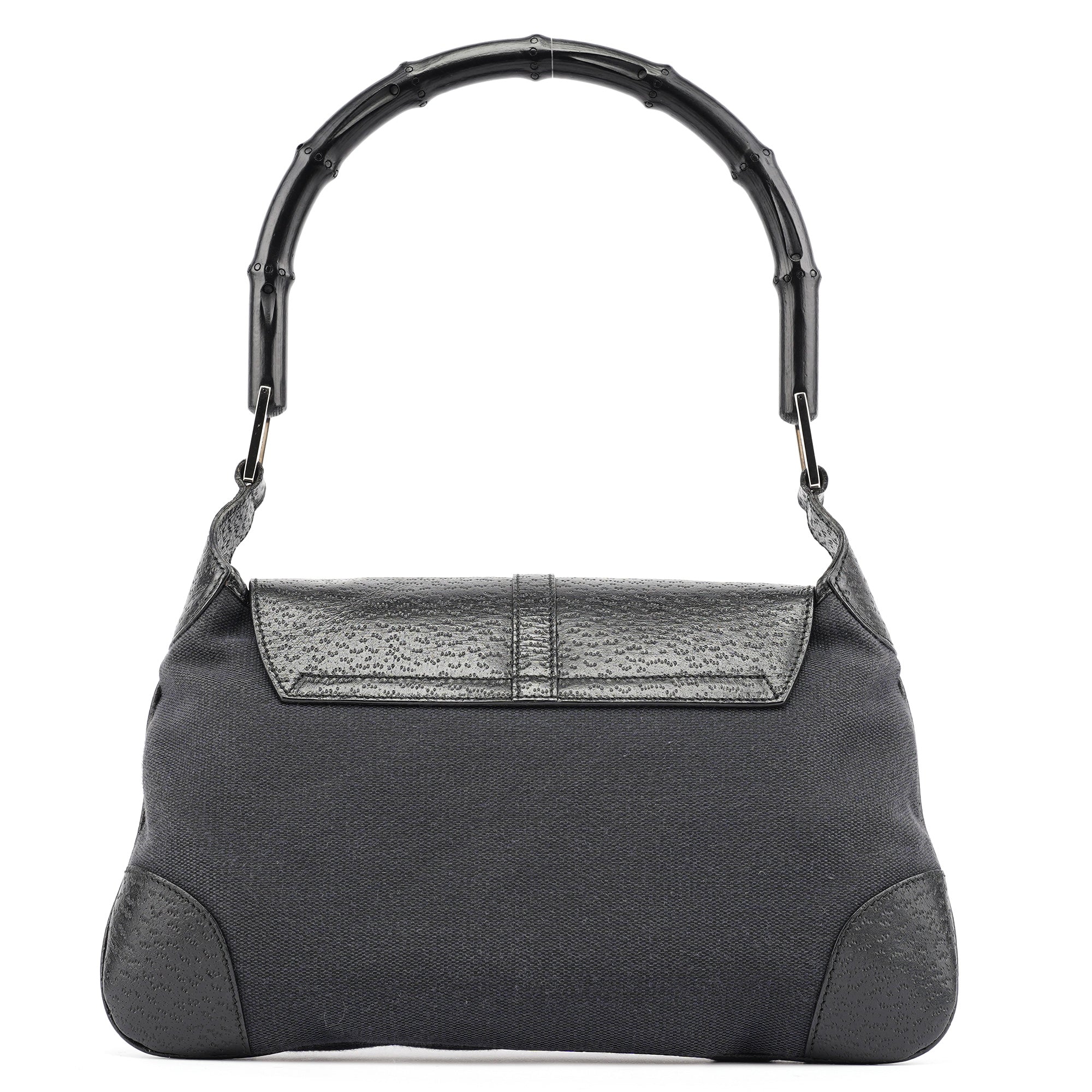 Black Canvas Jackie Bamboo Shoulder Bag