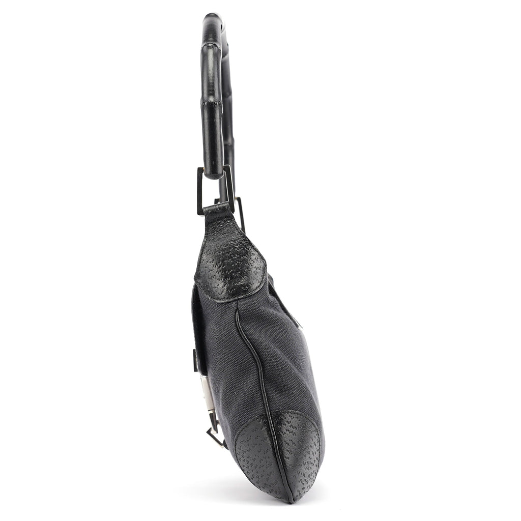 Black Canvas Jackie Bamboo Shoulder Bag