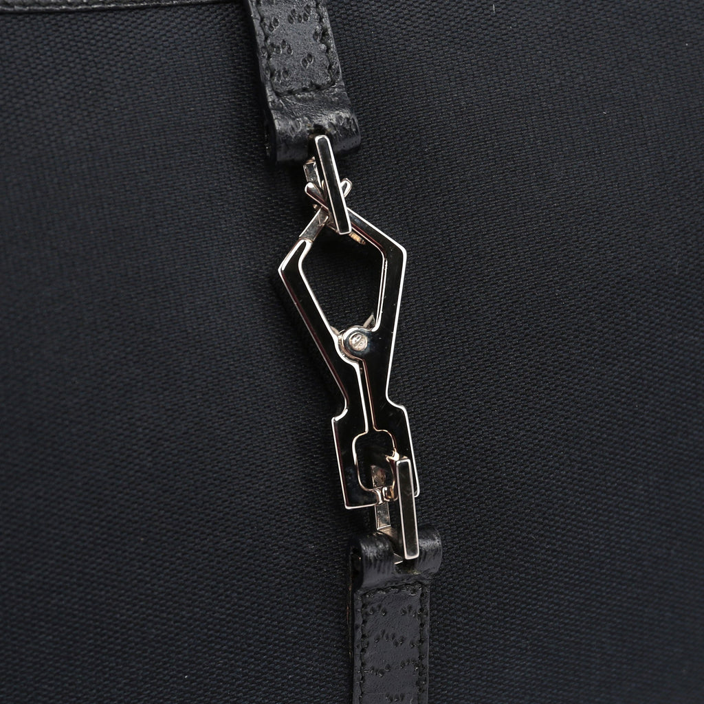 Black Canvas Jackie Bamboo Shoulder Bag