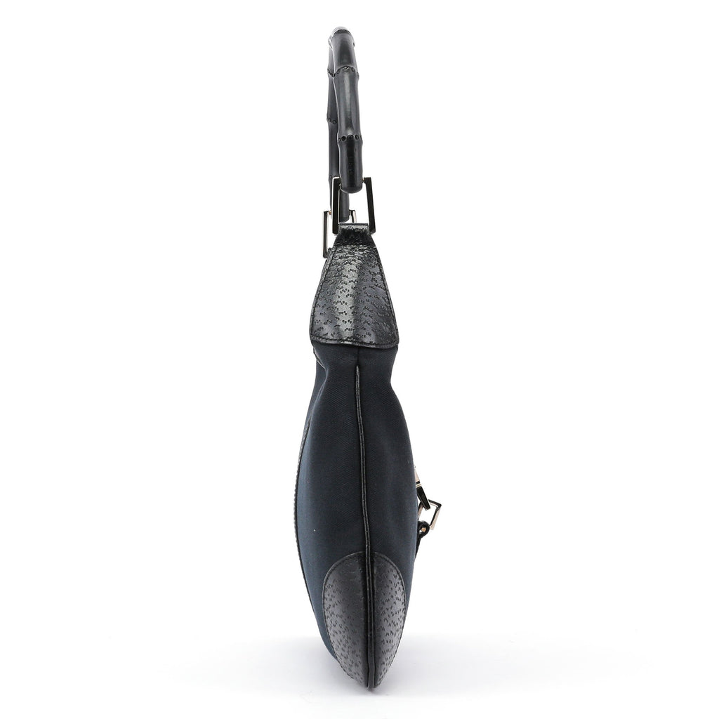 Black Canvas Jackie Bamboo Shoulder Bag