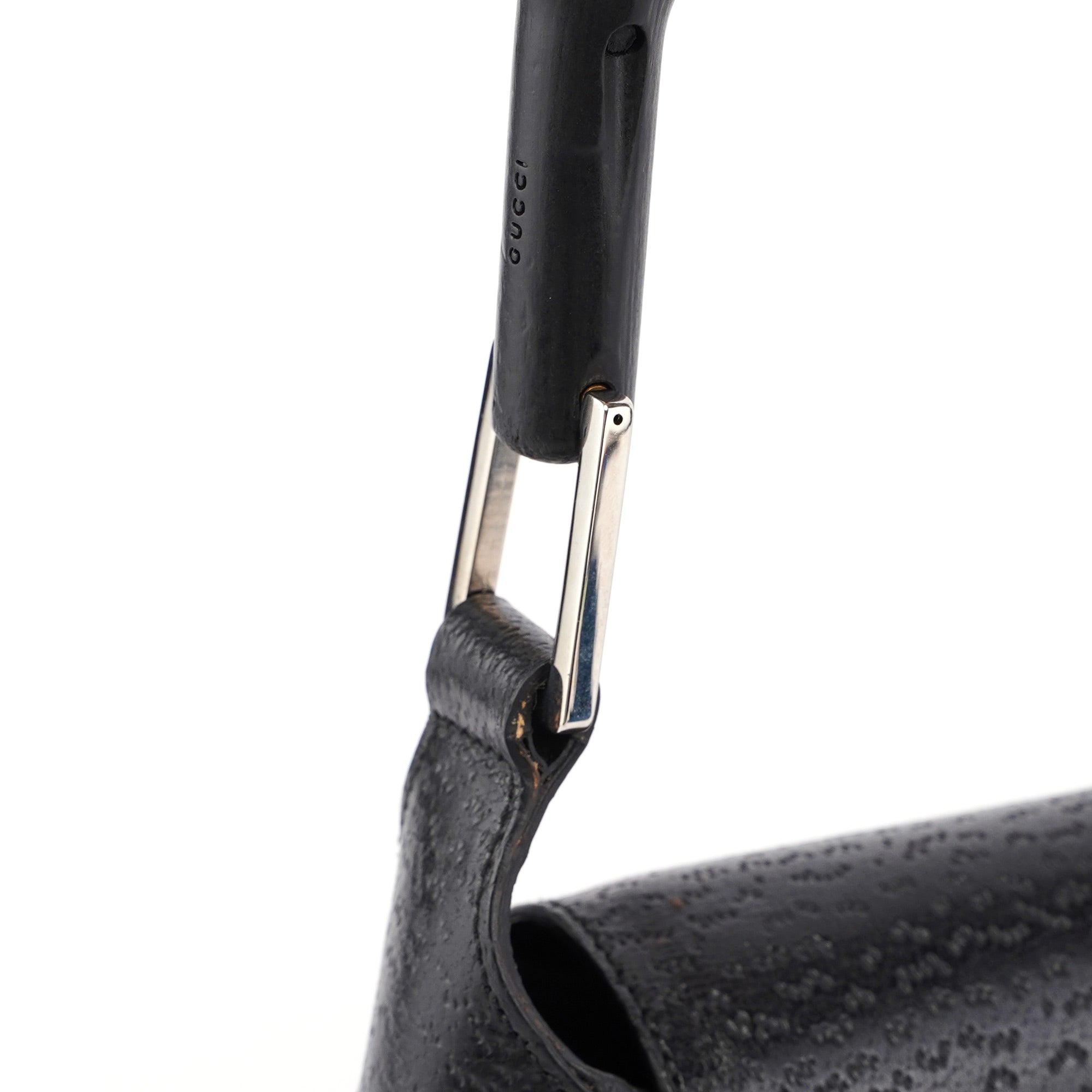 Black Canvas Jackie Bamboo Shoulder Bag