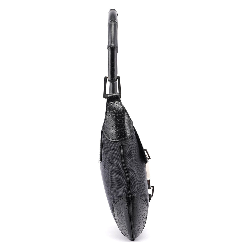 Black Canvas Jackie Bamboo Shoulder Bag
