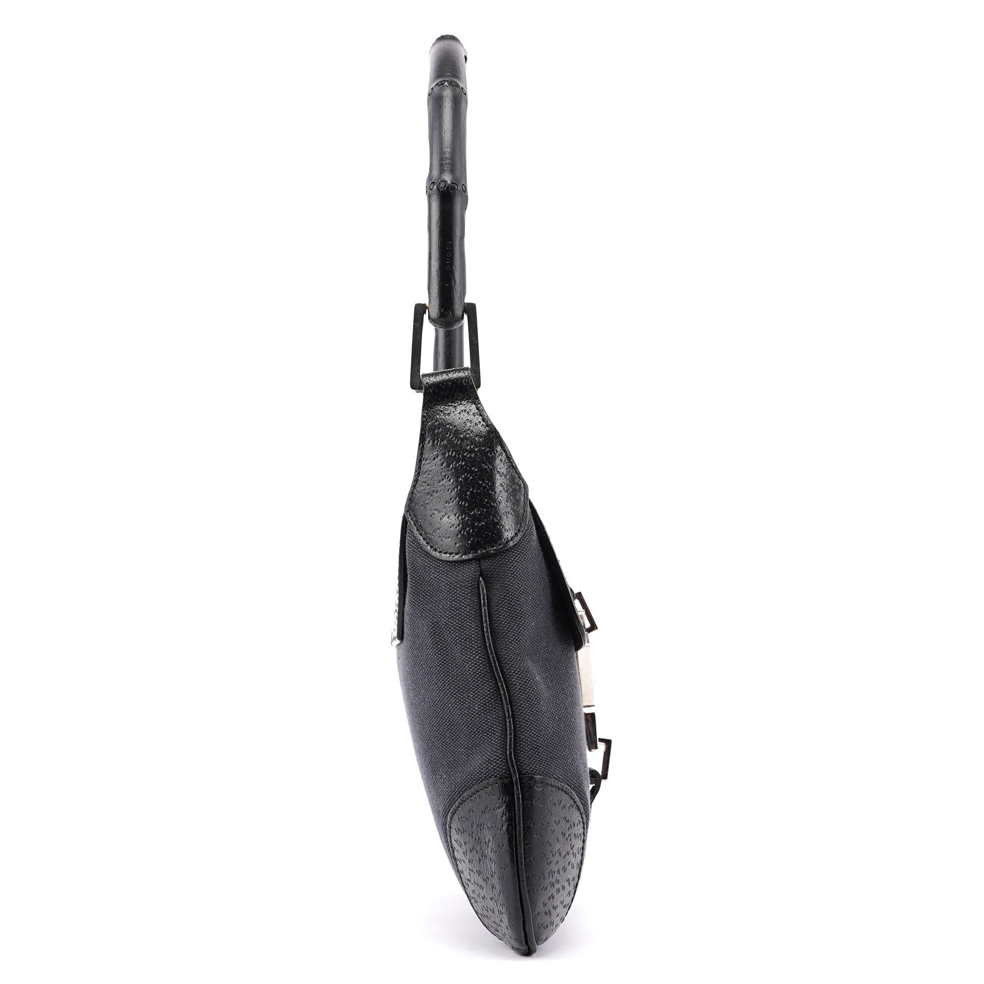 Black Canvas Jackie Bamboo Shoulder Bag