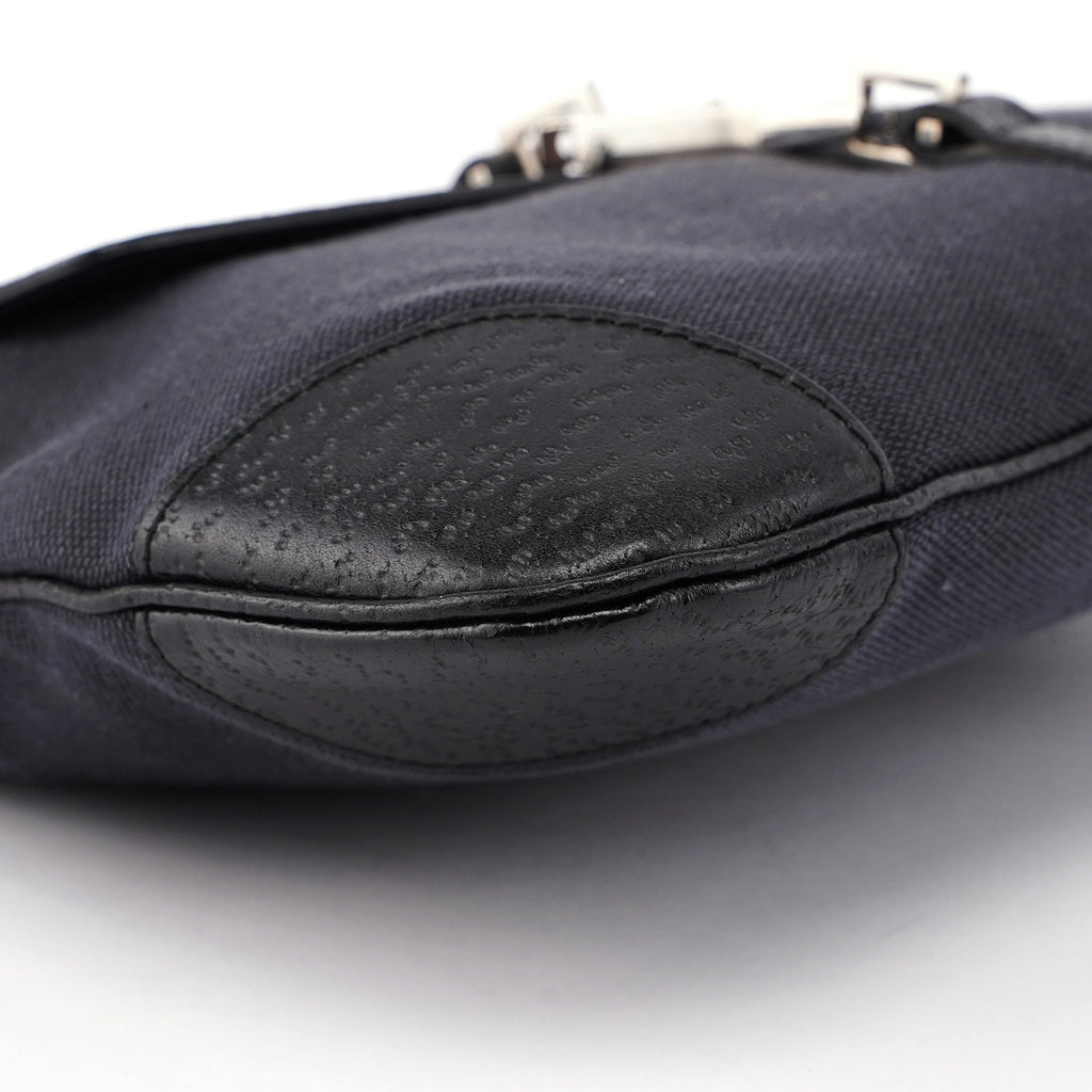 Black Canvas Jackie Bamboo Shoulder Bag