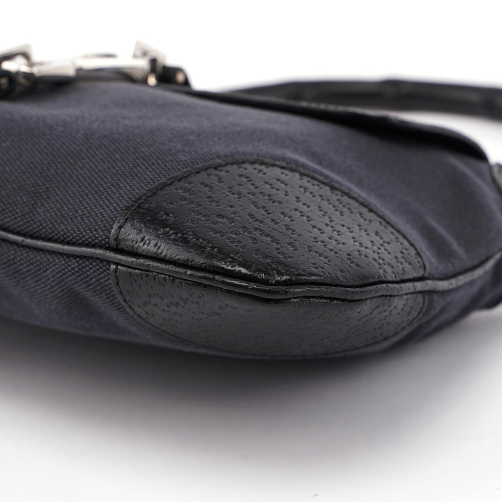 Black Canvas Jackie Bamboo Shoulder Bag