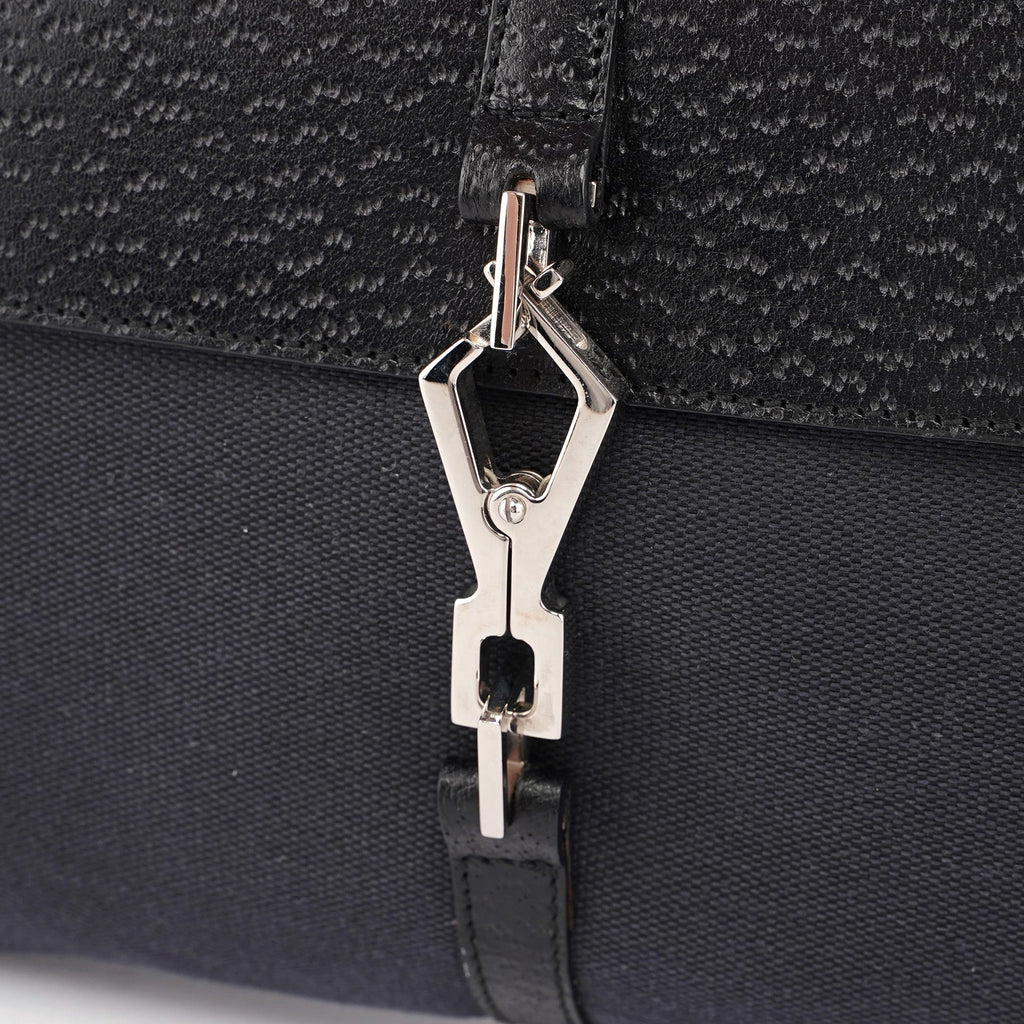 Black Canvas Jackie Bamboo Shoulder Bag