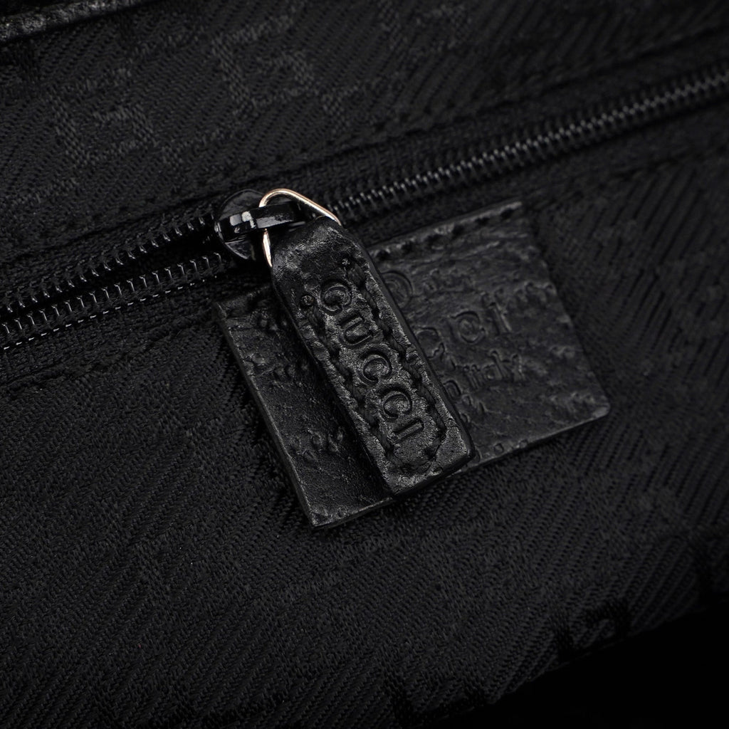 Black Canvas Jackie Bamboo Shoulder Bag