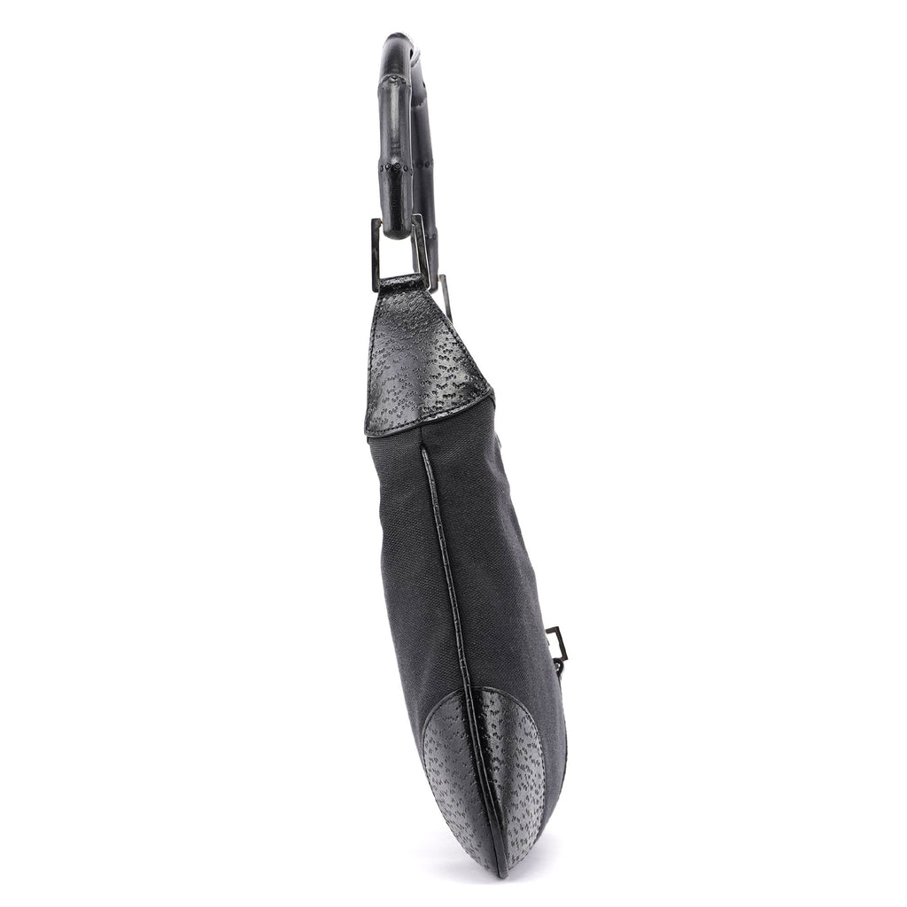 Black Canvas Jackie Bamboo Shoulder Bag