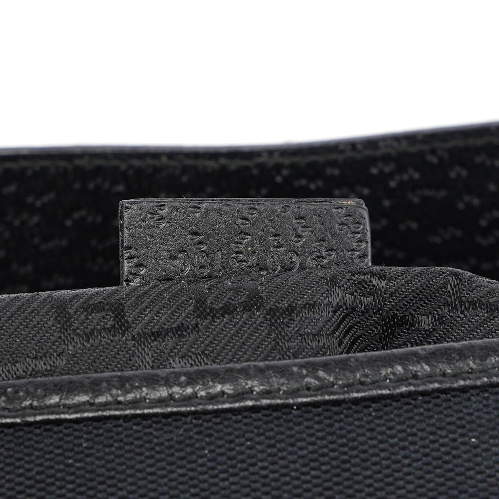 Black Canvas Leather Jackie Bamboo Bag