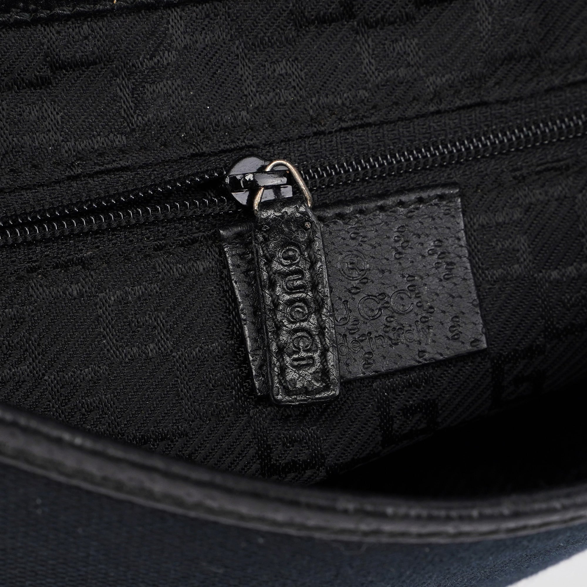 Black Canvas Leather Jackie Bamboo Bag