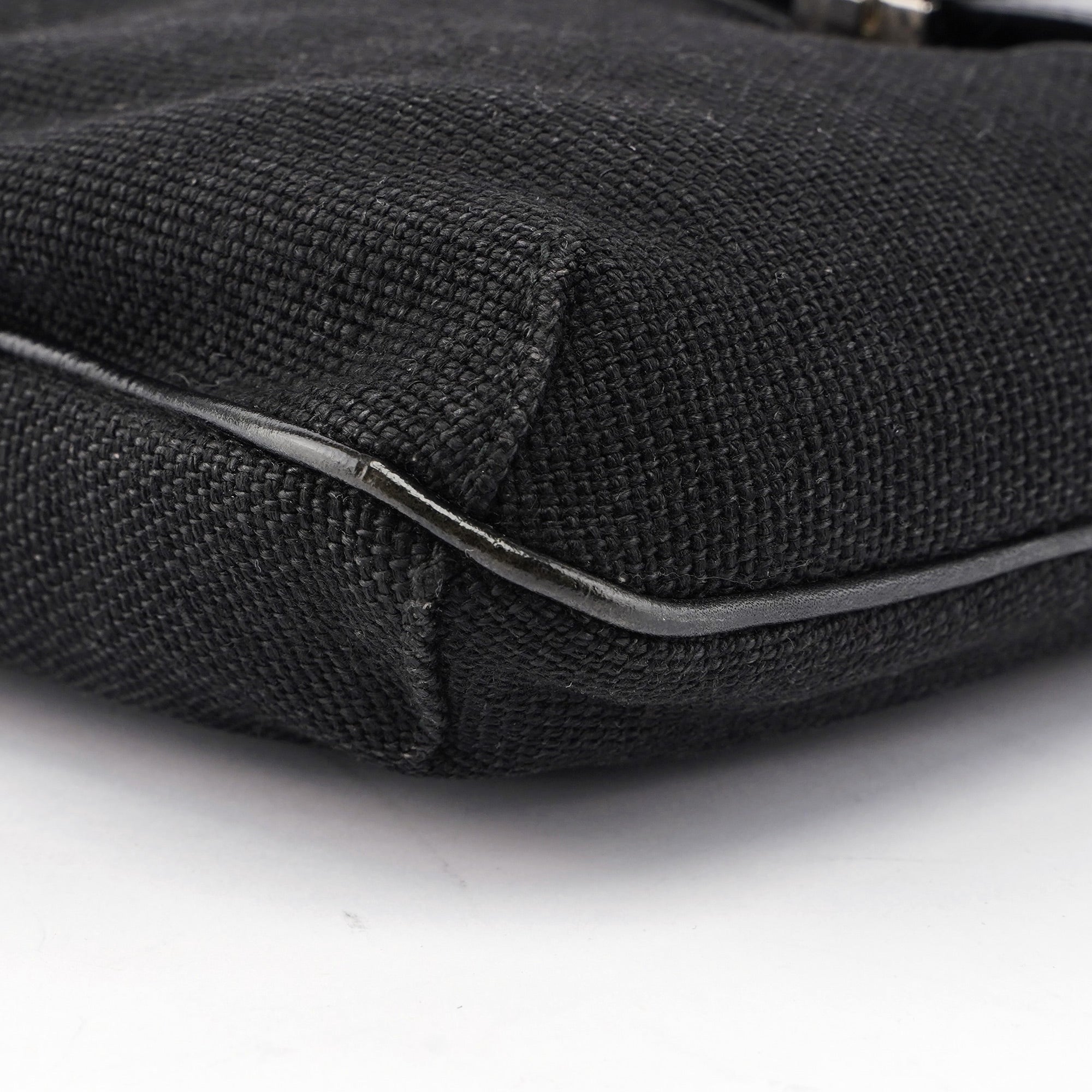 Black Canvas Leather Shoulder Bag